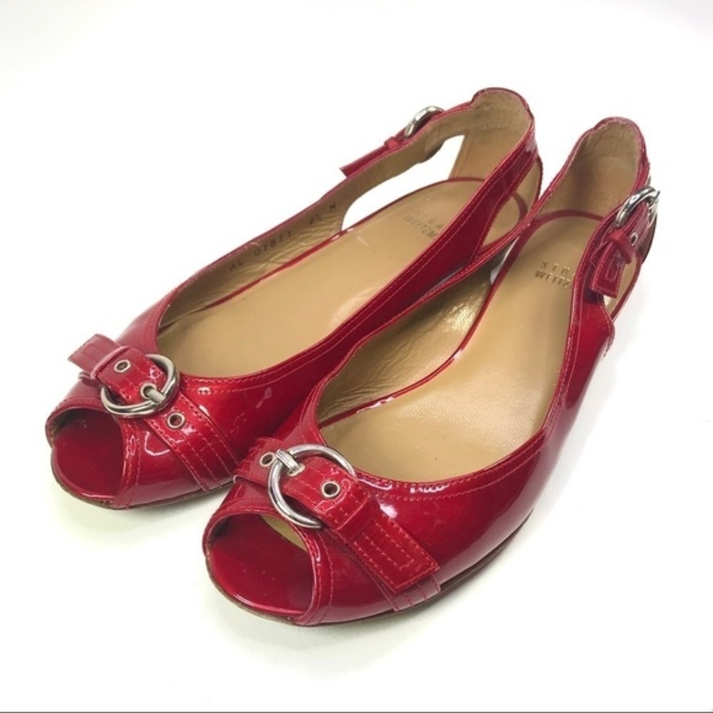 Stuart Weitzman ChitChat candy apple red peeptoe